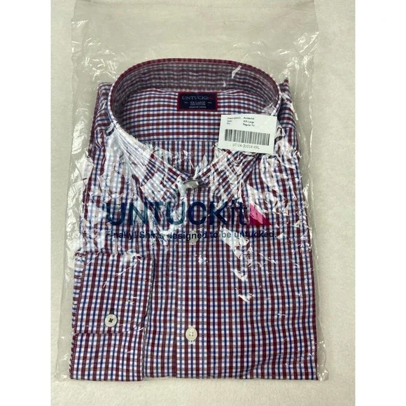 UNTUCKit Amberhill Shirt Men's XXL Regular Fit Red Blue Check Long Sleeve NWT - Picture 2 of 4